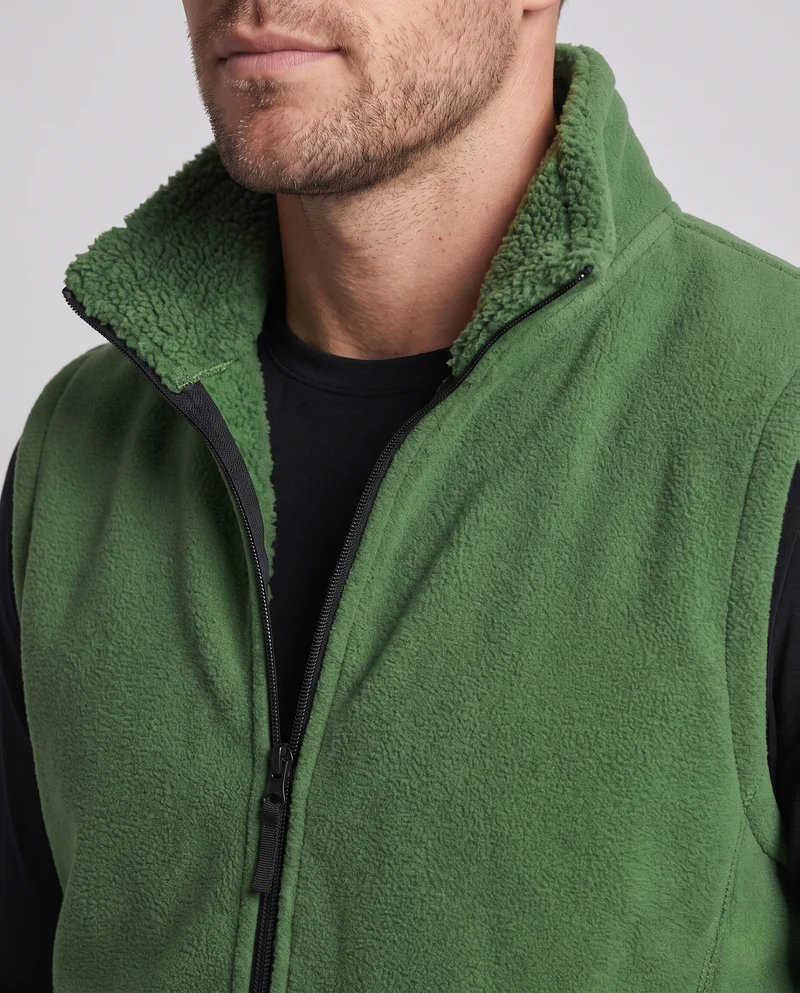Herren Warme Thermo-Fleeceweste mit Sherpa-Innenfutter, Stehkragen und verdeckten Eingrifftaschen Nord Taschen