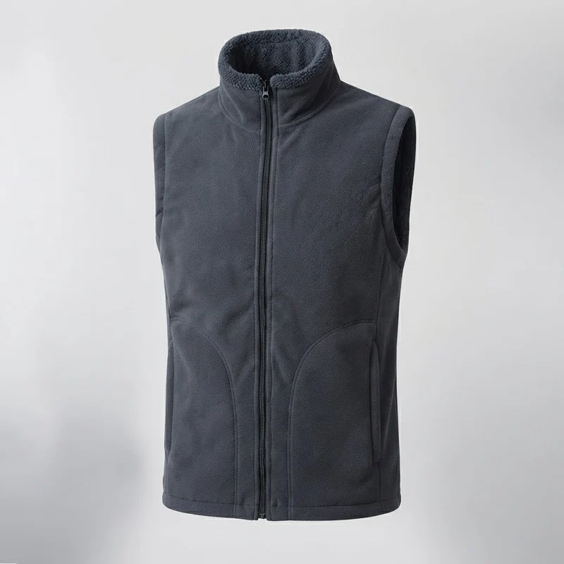 Herren Warme Thermo-Fleeceweste mit Sherpa-Innenfutter, Stehkragen und verdeckten Eingrifftaschen Nord Taschen