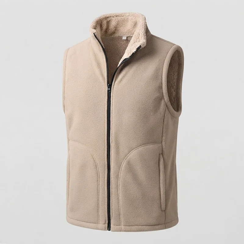 Herren Warme Thermo-Fleeceweste mit Sherpa-Innenfutter, Stehkragen und verdeckten Eingrifftaschen Nord Taschen