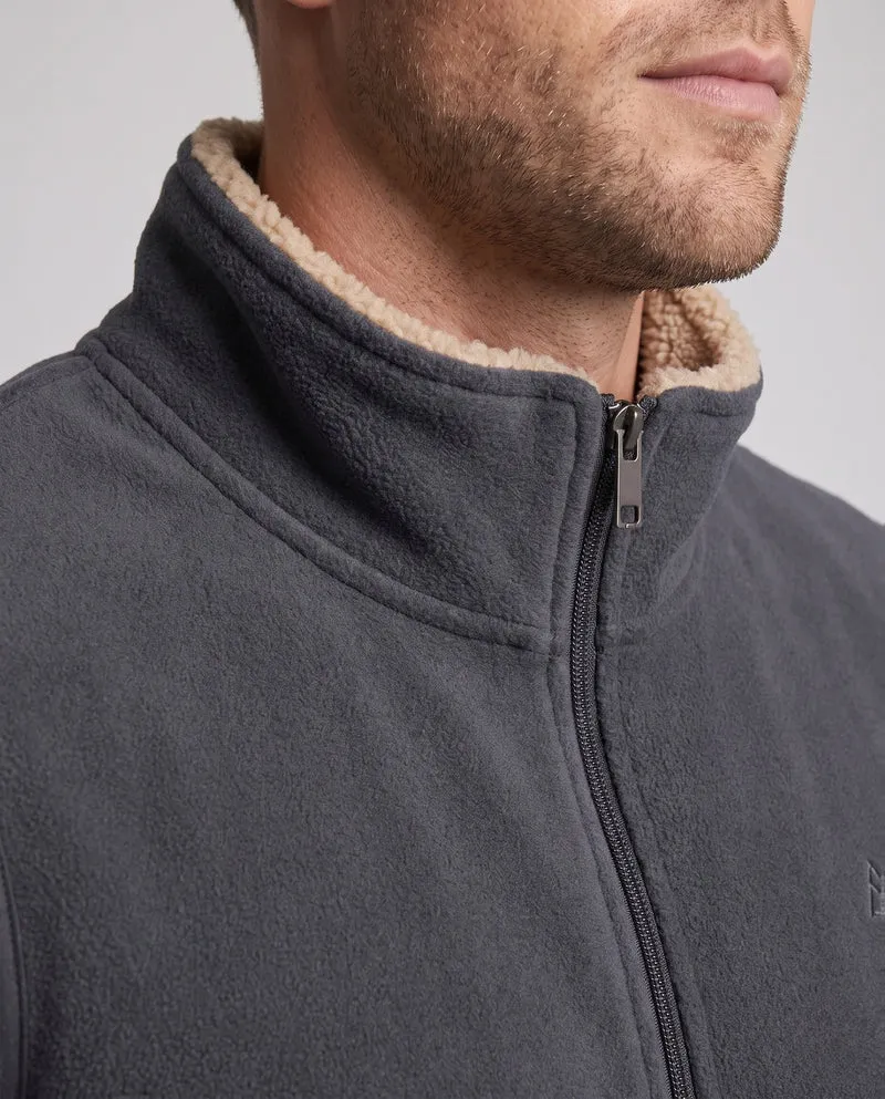Herren Wärmende Fleece-Thermoweste mit Sherpa-Kragen und Eingrifftaschen Nord Taschen