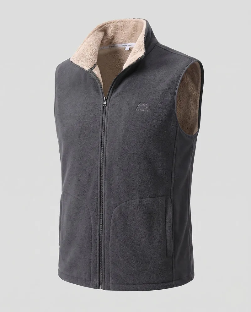 Herren Wärmende Fleece-Thermoweste mit Sherpa-Kragen und Eingrifftaschen Nord Taschen