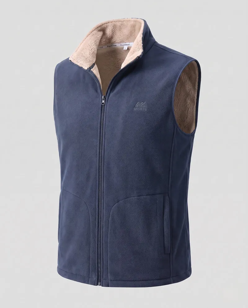 Herren Wärmende Fleece-Thermoweste mit Sherpa-Kragen und Eingrifftaschen Nord Taschen