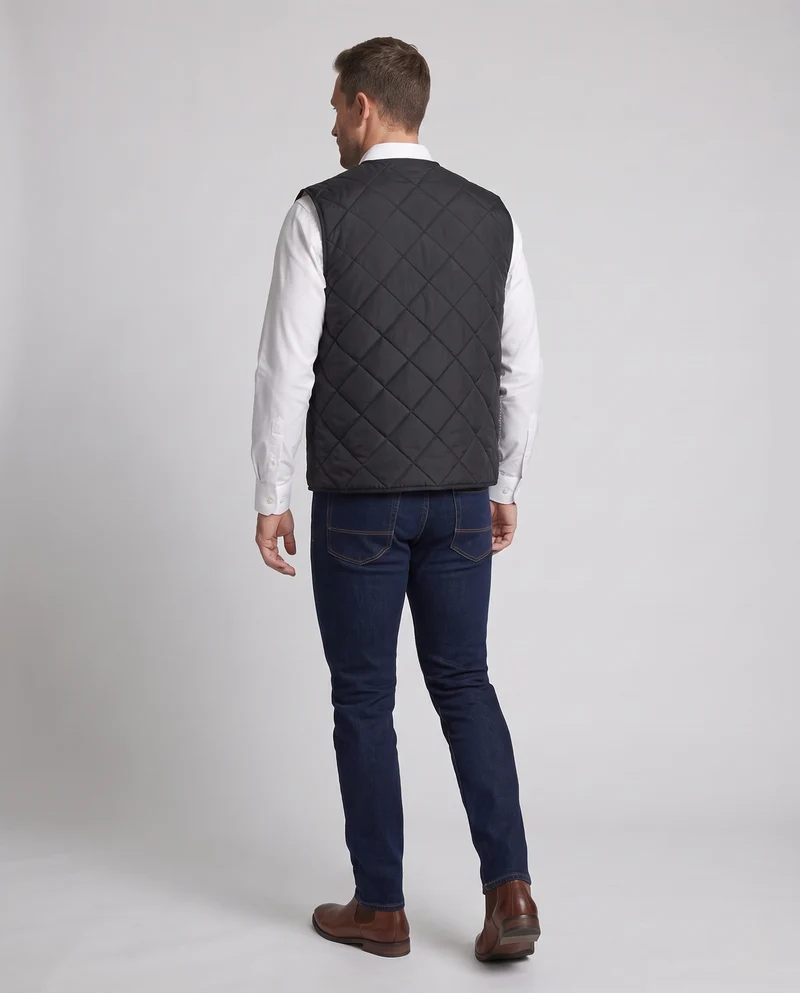 Herren Wärmende gesteppte Thermo-Weste mit Sherpa‑Futter, Rundhalsausschnitt und Druckknöpfen Nord Taschen