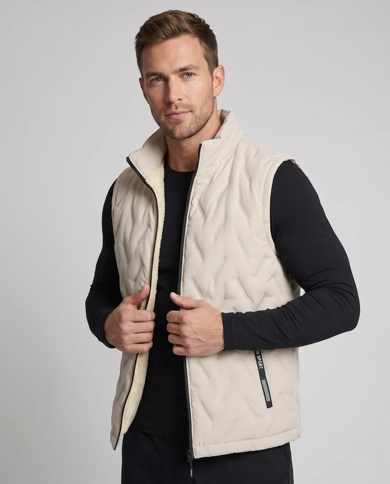 Herren Isolierende Ärmellose Thermoweste mit weichem Sherpa-Futter und winddichter Mikrofaserschale Nord Taschen