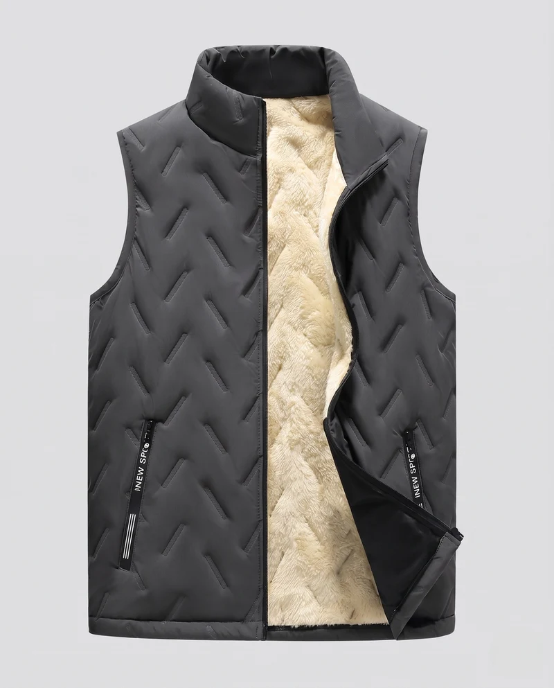 Herren Isolierende Ärmellose Thermoweste mit weichem Sherpa-Futter und winddichter Mikrofaserschale Nord Taschen