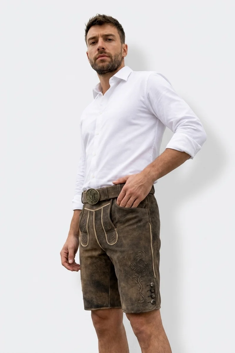 Lederhose Liga di Bavaria Luxury Collection "Tradition" soft braun TD03