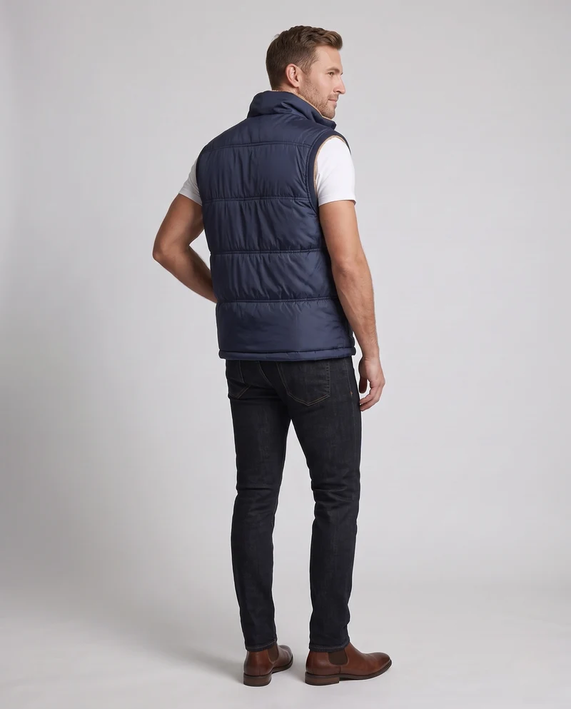 Herren Isolierte Outdoor-Steppweste mit Teddy-Innenfutter, Brustreißverschluss und Klappentaschen Nord Taschen