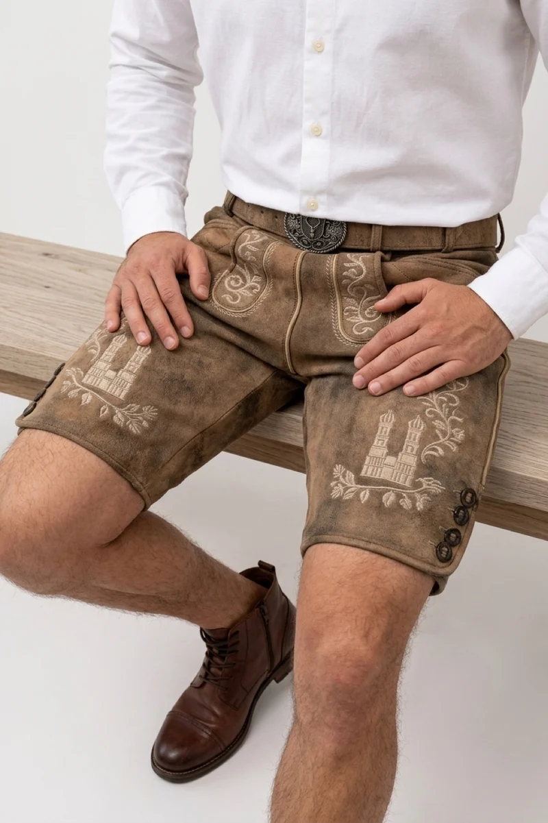 Lederhose Liga di Bavaria Luxury Collection "Daheim in München" Camel TD01