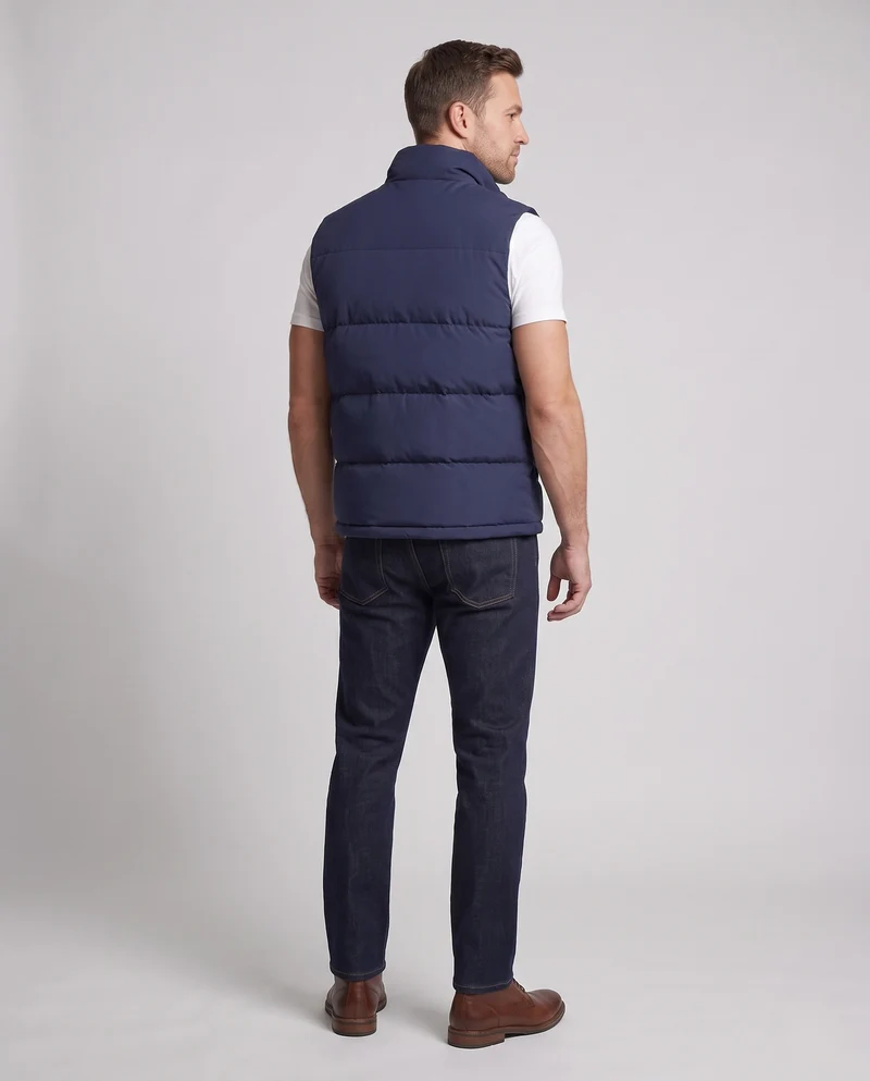 Herren Isolierte Steppweste im Urban-Layering-Stil mit hohem Stehkragen und Zwei-Wege-Reißverschluss Nord Taschen