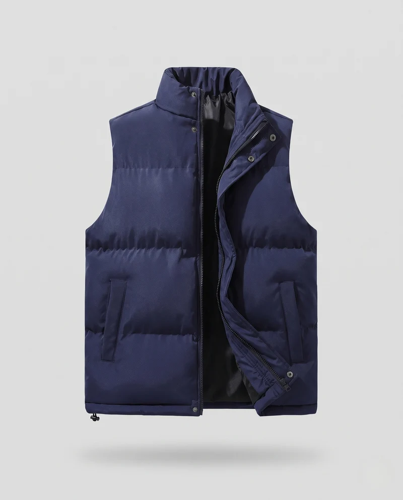 Herren Isolierte Steppweste im Urban-Layering-Stil mit hohem Stehkragen und Zwei-Wege-Reißverschluss Nord Taschen
