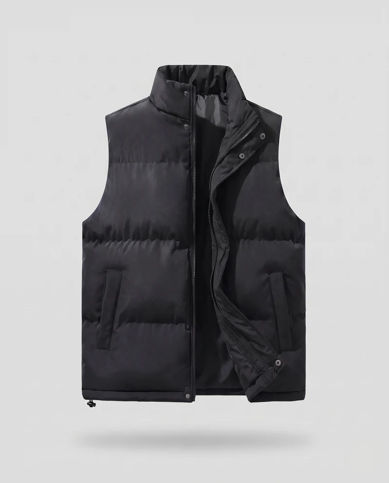 Herren Isolierte Steppweste im Urban-Layering-Stil mit hohem Stehkragen und Zwei-Wege-Reißverschluss Nord Taschen