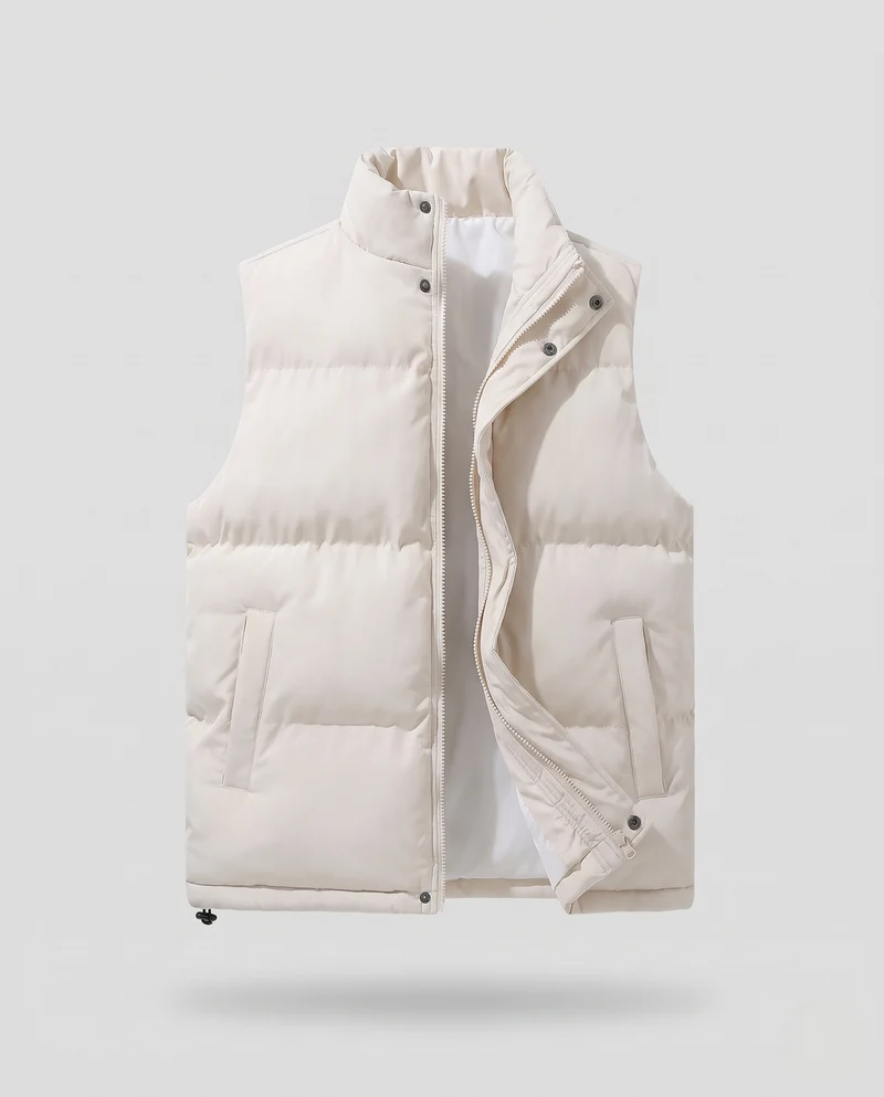 Herren Isolierte Steppweste im Urban-Layering-Stil mit hohem Stehkragen und Zwei-Wege-Reißverschluss Nord Taschen