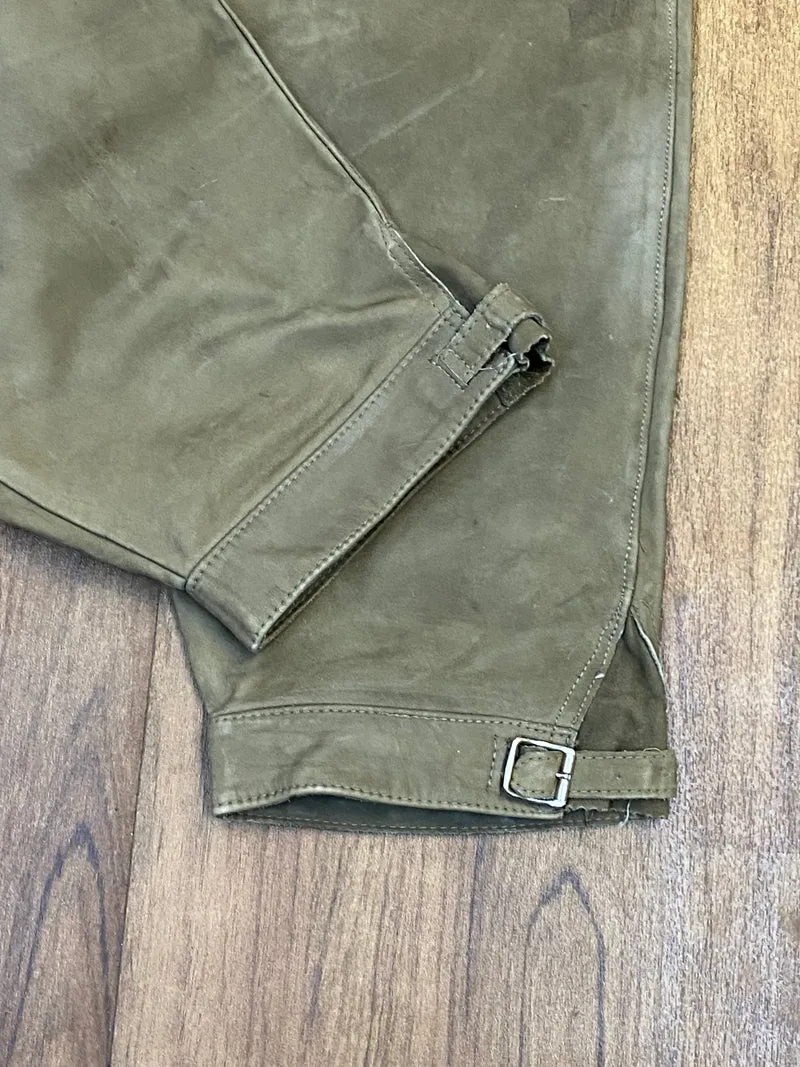 Vintage Kniebundlederhose Herren 70er/80er Echtleder Grün Gr. 48