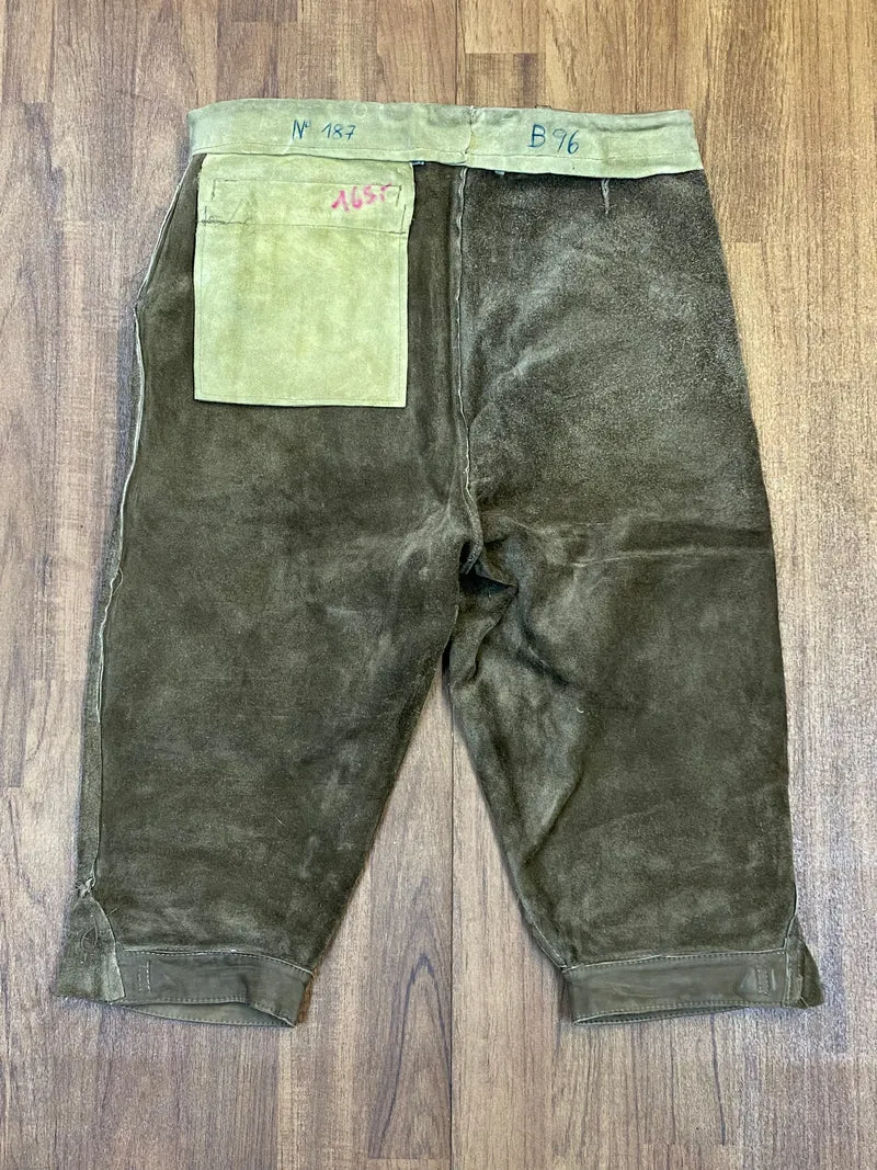 Vintage Kniebundlederhose Herren 70er/80er Echtleder Grün Gr. 48