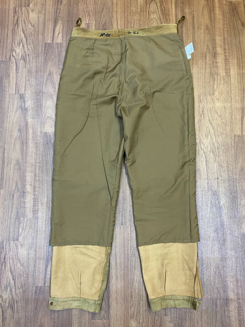 Vintage Trachten Lederhose Herren lang Echtleder Braun/Olive Gr. 52