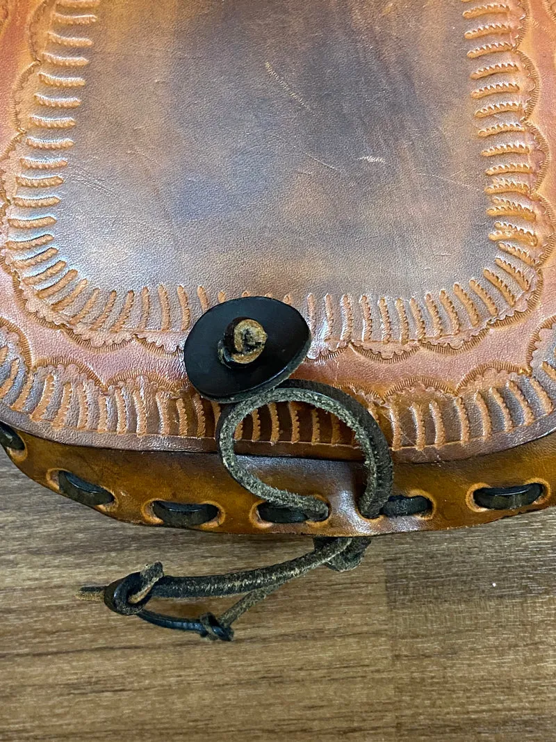 Ledertasche Vintage braun Satteltasche gestanzt Handgefertigt