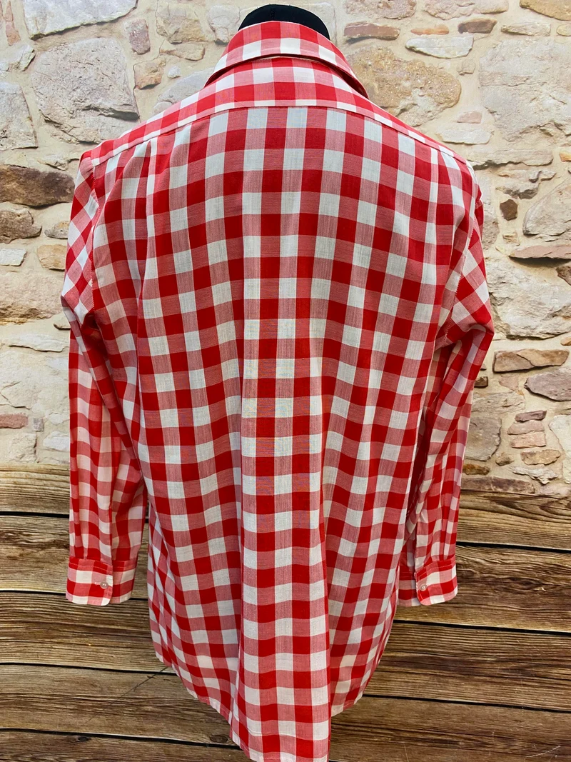 Vintage-Hemd - kariert – Rot-Weiß, Gr.42