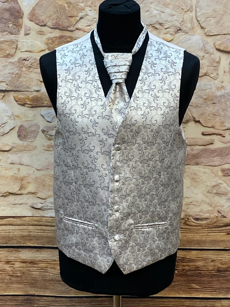 Hochzeitsweste silber Set Plastron Gr. 54 elegant festlich