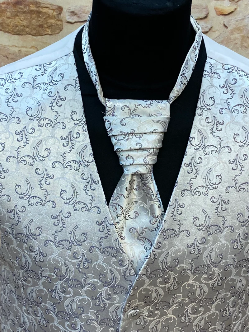 Hochzeitsweste silber Set Plastron Gr. 54 elegant festlich