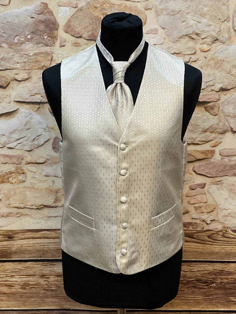 Hochzeitsweste Masterhand elfenbein Set Plastron Gr. 48 elegant