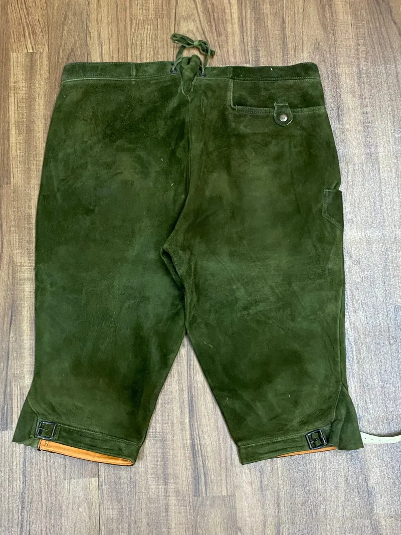Vintage Lederhose Herren Kniebund Gr. 54 – dunkelgrüne Trachtenhose Kettner
