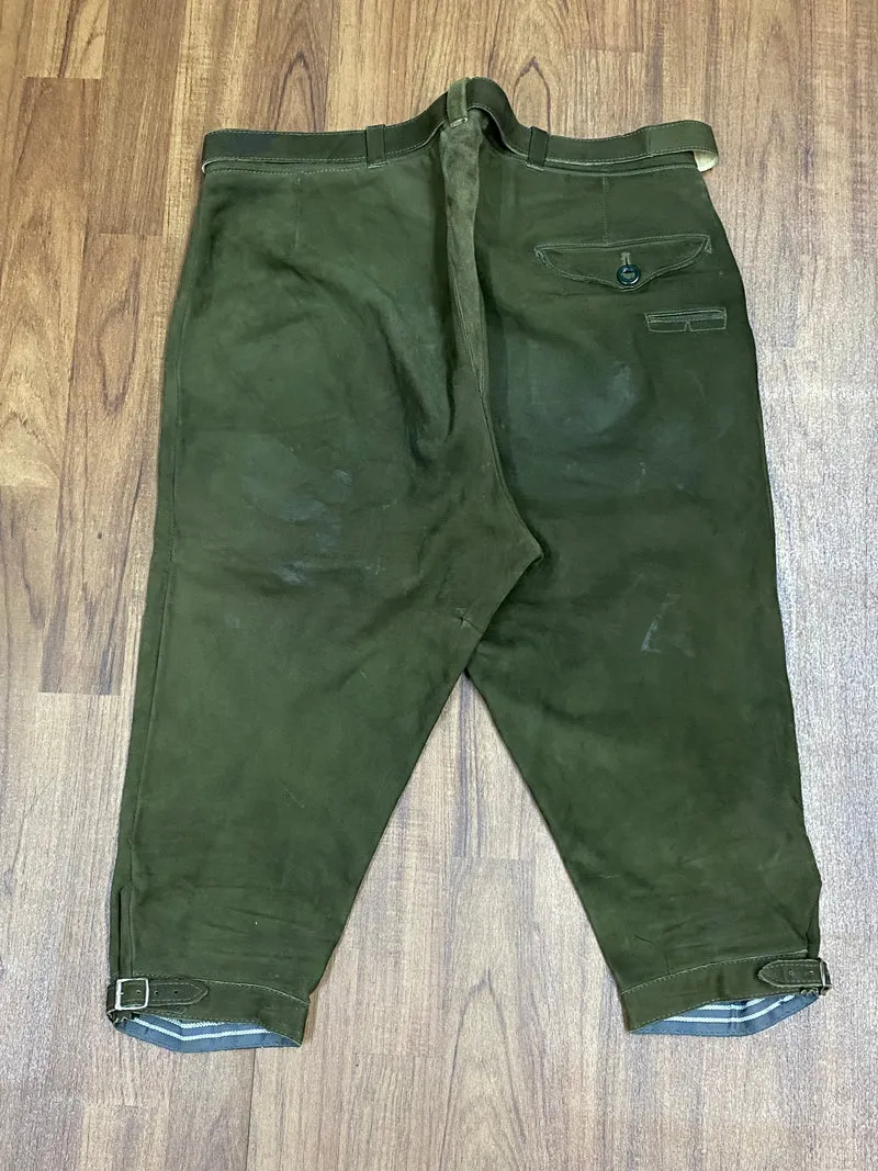 Vintage Kniebundlederhose Herren Größe 56 Grün Bergfreund Echtleder
