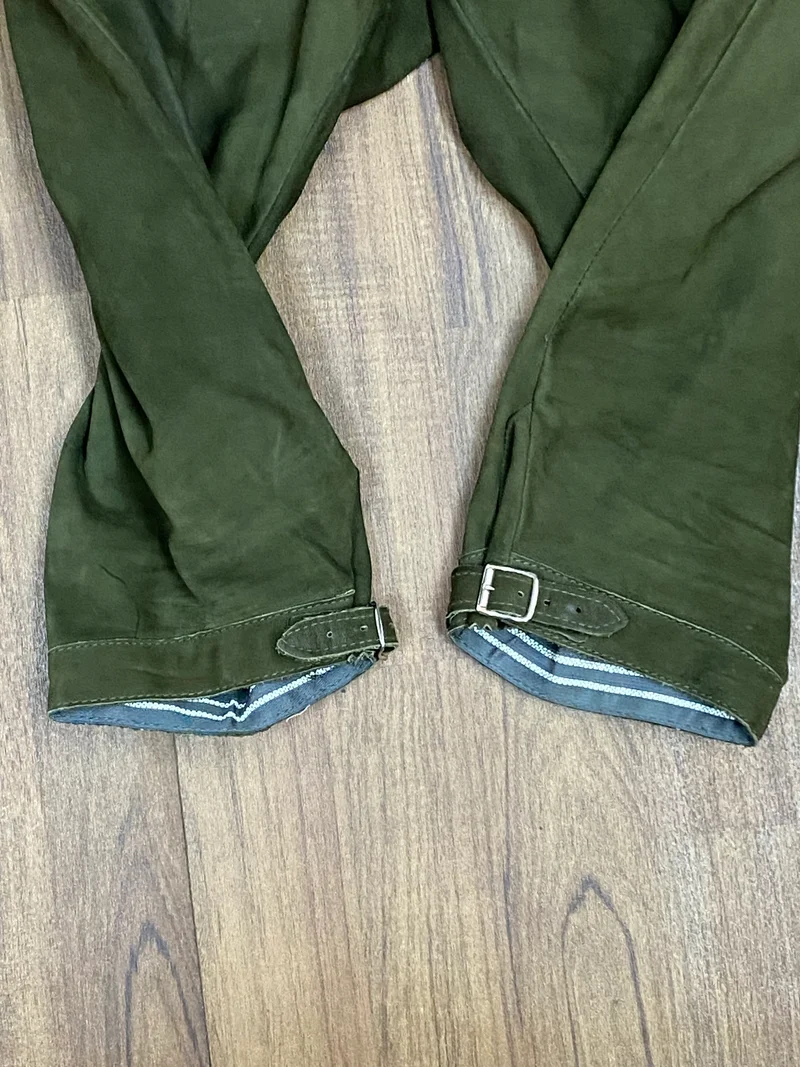 Vintage Kniebundlederhose Herren Größe 56 Grün Bergfreund Echtleder