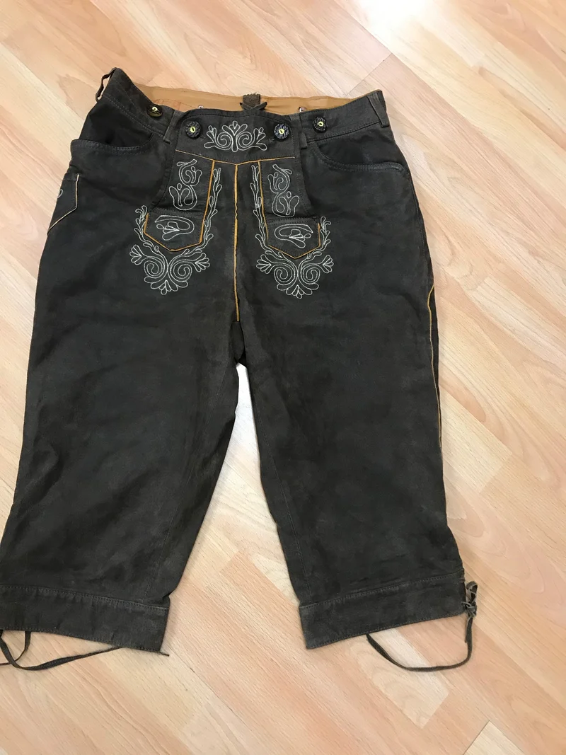 Vintage Lederhose Herren Kniebund Gr. ca. 50 – dunkelbraun Trachtenhose JCC