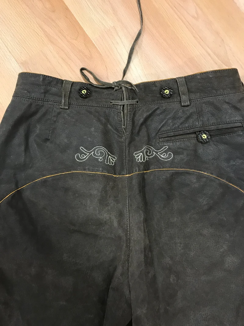 Vintage Lederhose Herren Kniebund Gr. ca. 50 – dunkelbraun Trachtenhose JCC