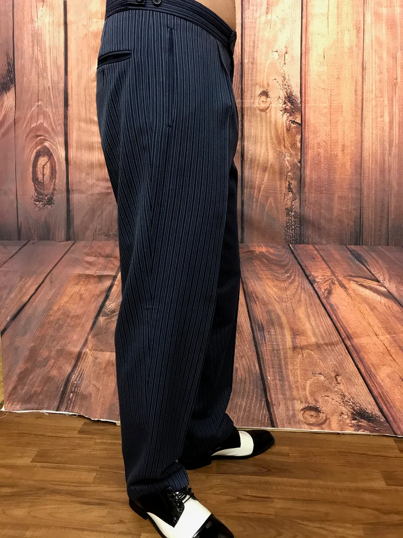 Vintage Stresemann Hose – Blau/Schwarz, Gr. 48