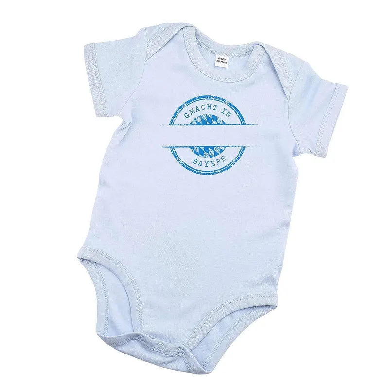 Baby Body "gmacht in Bayern" blau + Wunschname