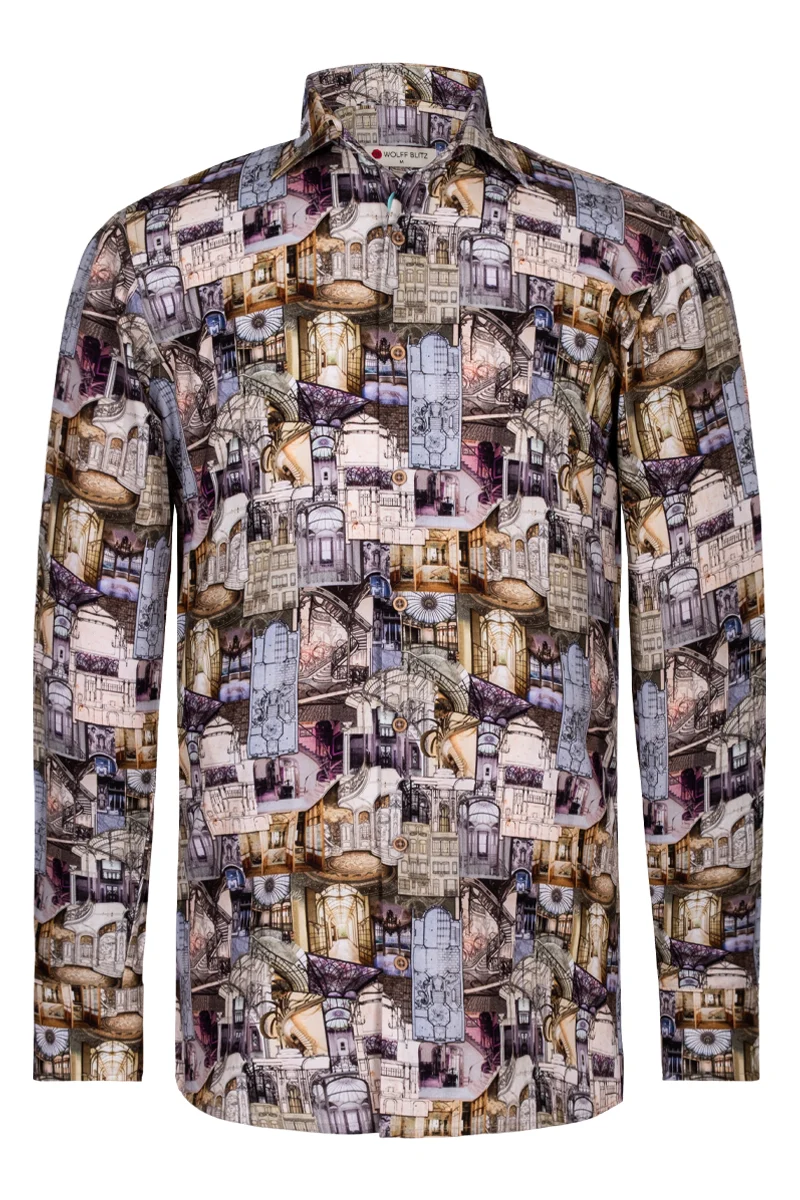 Victor Horta's Architecture inspired Long Sleeve Men's Shirt