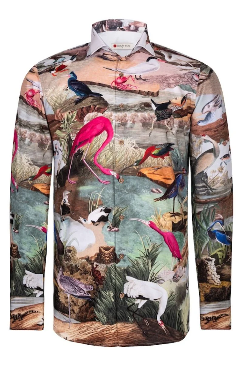 J.Audubon's Birds inspired Long Sleeve Men's Shirt