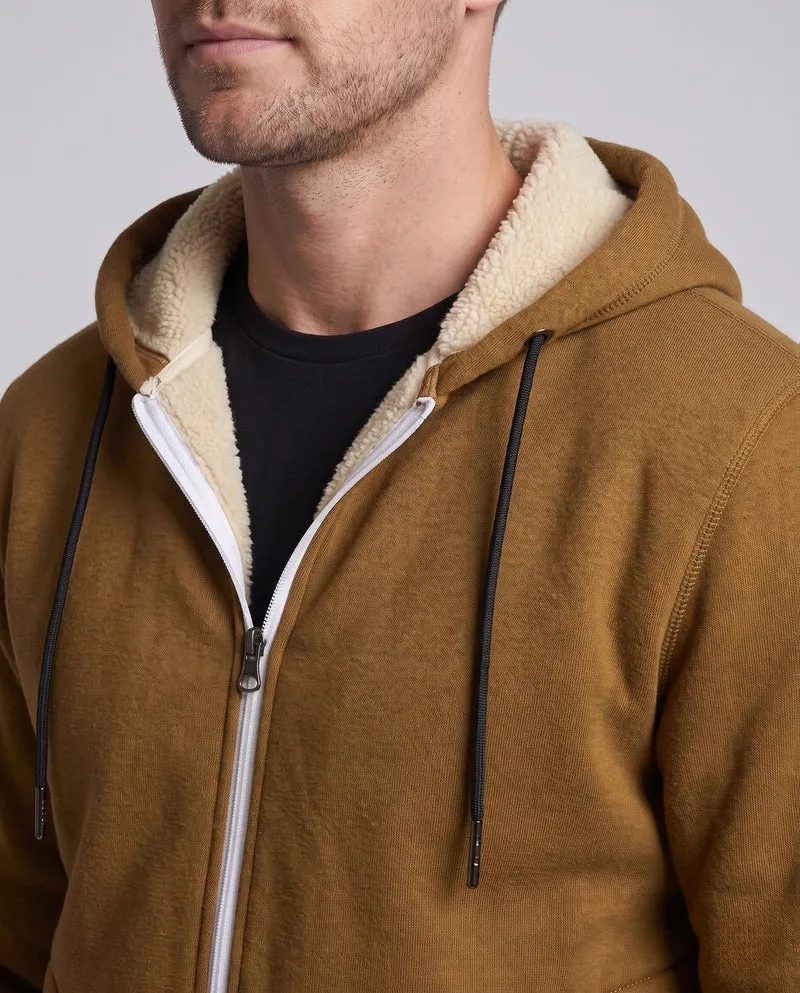 Herren Kapuzen-Fleecejacke mit Teddyfutter, durchgehendem Reißverschluss und Reißverschlusstasche Nord Taschen