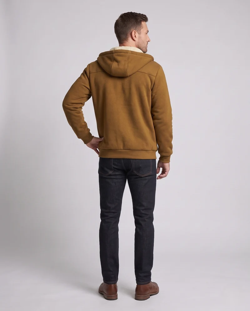 Herren Kapuzen-Fleecejacke mit Teddyfutter, durchgehendem Reißverschluss und Reißverschlusstasche Nord Taschen