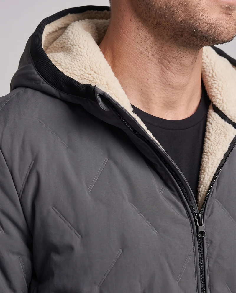 Herren Kapuzen‑Wattierte Thermo‑Bomberjacke mit Teddyfutter und winddichter Außenlage Nord Taschen