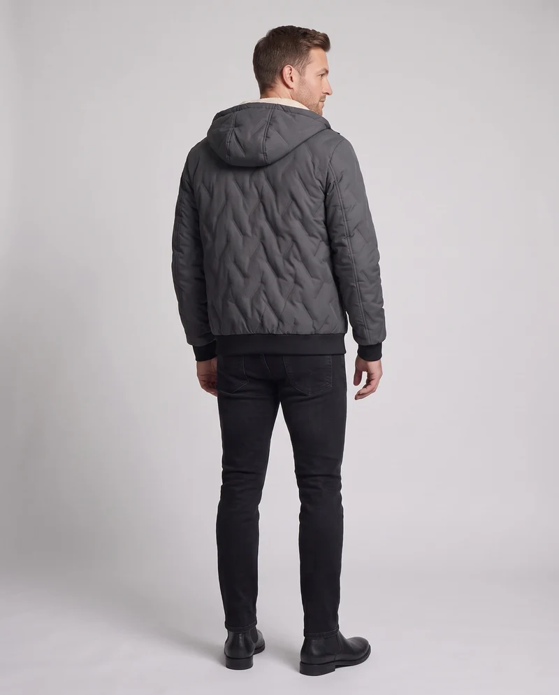 Herren Kapuzen‑Wattierte Thermo‑Bomberjacke mit Teddyfutter und winddichter Außenlage Nord Taschen