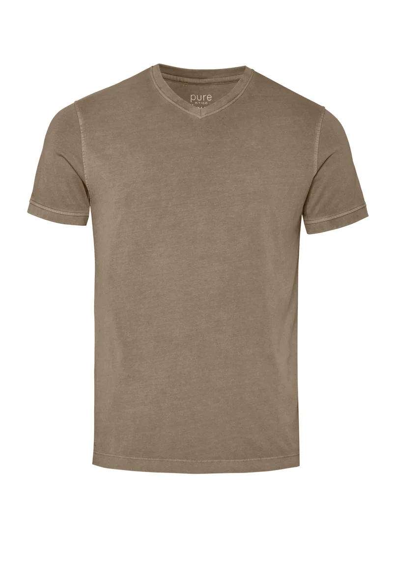 6006-92977 - T-Shirt V-Neck slim fit - beige