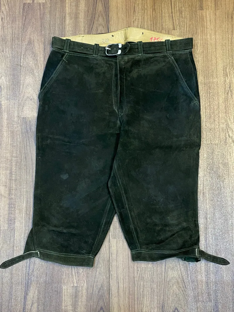 Vintage Lederhose Herren Kniebund Gr. ca. 52 – dunkelgrün Trachtenhose Frankonia Jagd