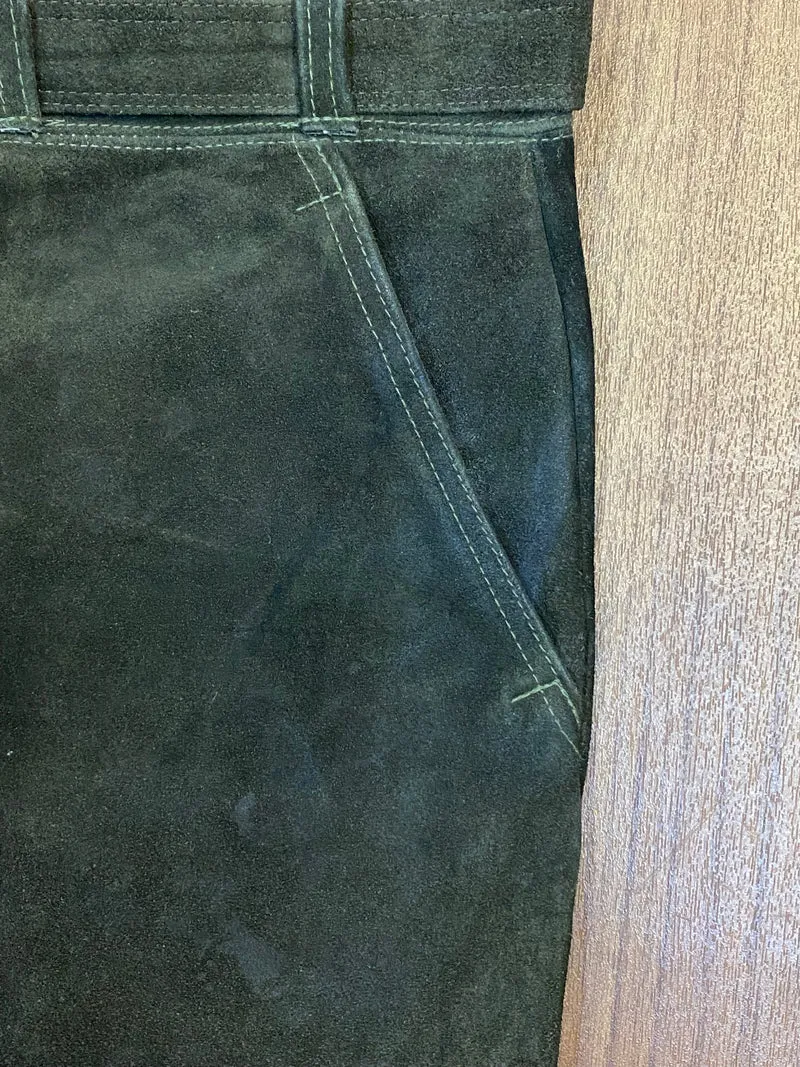 Vintage Lederhose Herren Kniebund Gr. ca. 52 – dunkelgrün Trachtenhose Frankonia Jagd