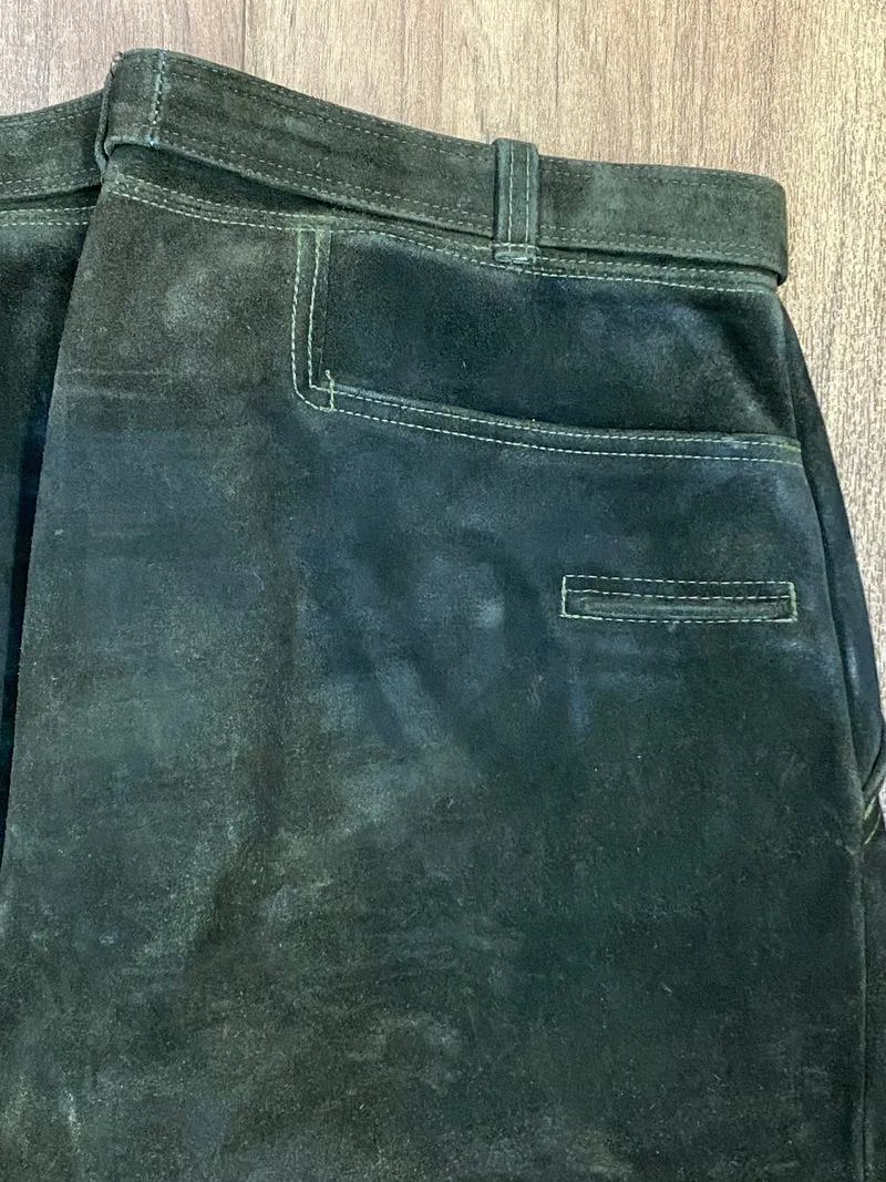 Vintage Lederhose Herren Kniebund Gr. ca. 52 – dunkelgrün Trachtenhose Frankonia Jagd