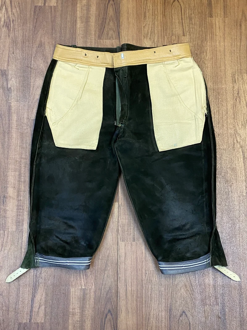 Vintage Lederhose Herren Kniebund Gr. ca. 52 – dunkelgrün Trachtenhose Frankonia Jagd