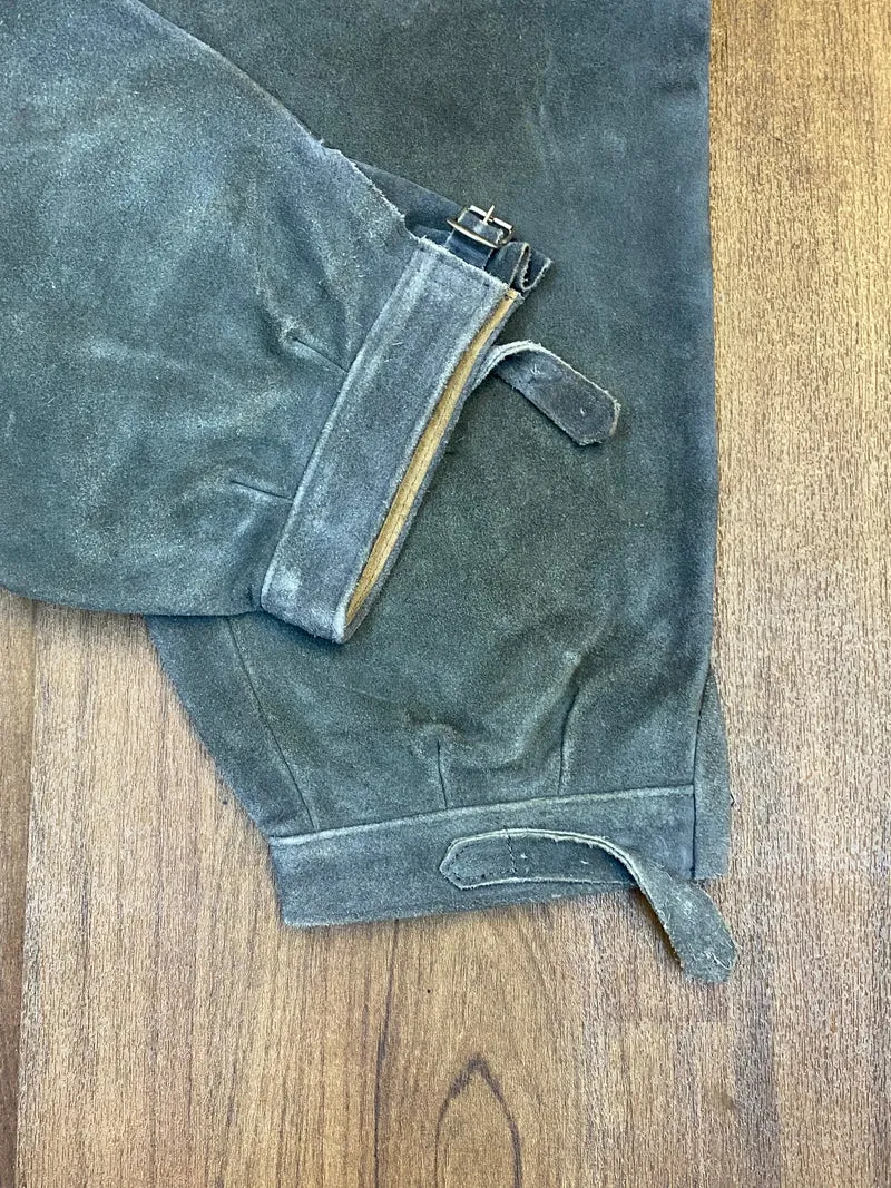 Vintage Kniebundlederhose Herren Echtleder Grau Gr. 48 Trachtenhose