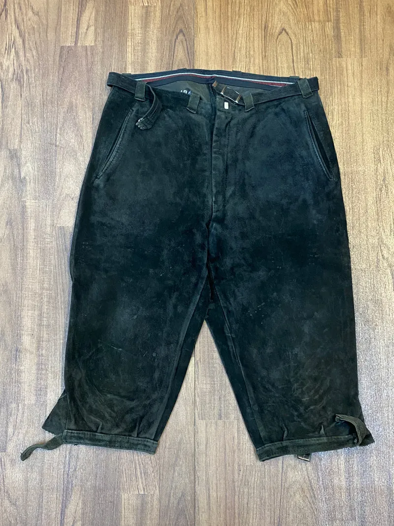 Vintage Kniebundlederhose Herren Echtleder Grün Hirmer München Gr. 46 Trachtenhose