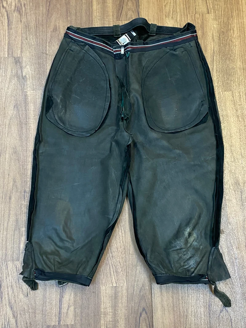 Vintage Kniebundlederhose Herren Echtleder Grün Hirmer München Gr. 46 Trachtenhose
