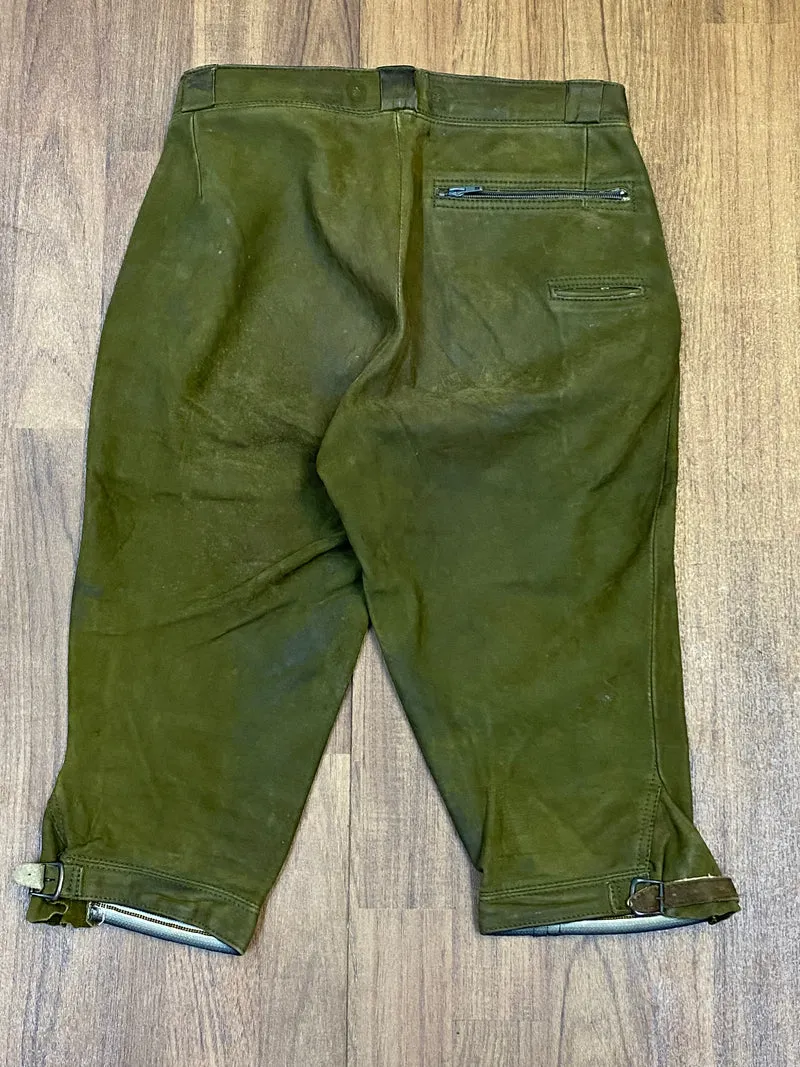 Vintage Lederhose Herren Kniebund Gr. 46 – grüne Trachtenhose Hirmer München