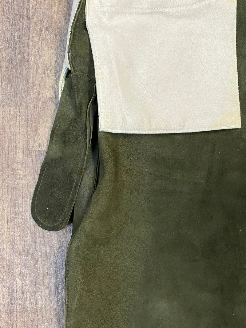 Vintage Lederhose Herren Kniebund Gr. ca. 54 (Kurzgröße 27) – grün Trachtenhose Kettner