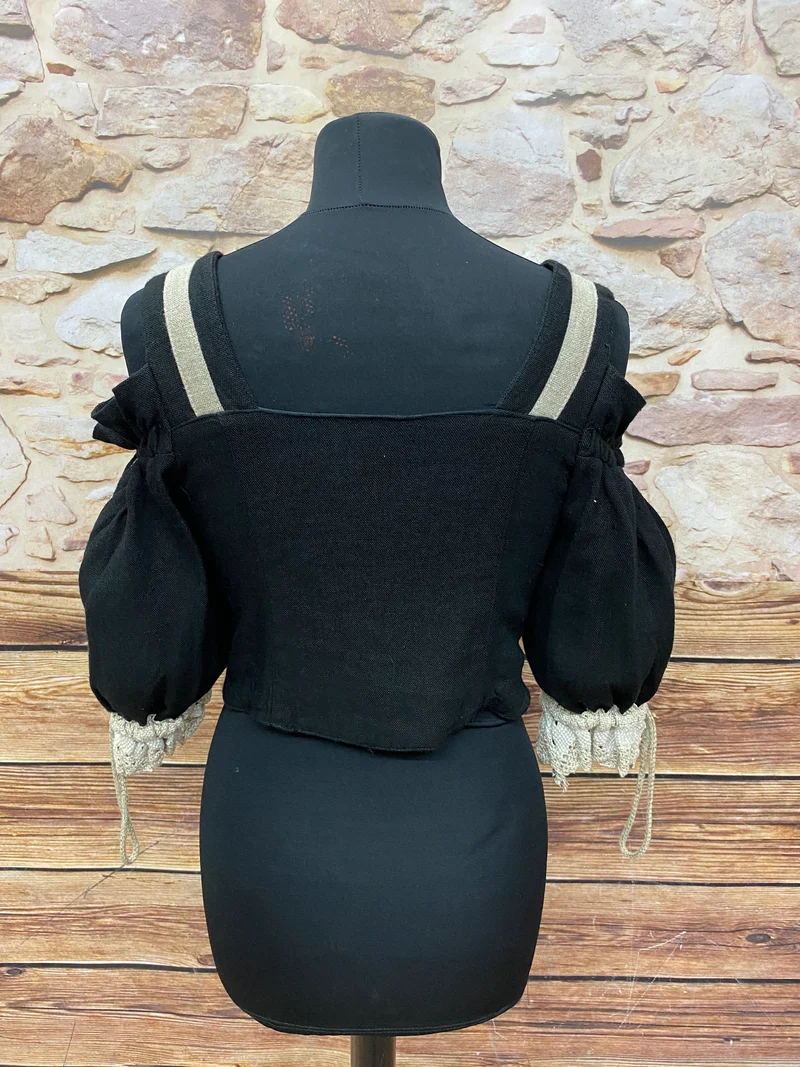 Trachtenmieder – Schwarz/Beige, Größe 36