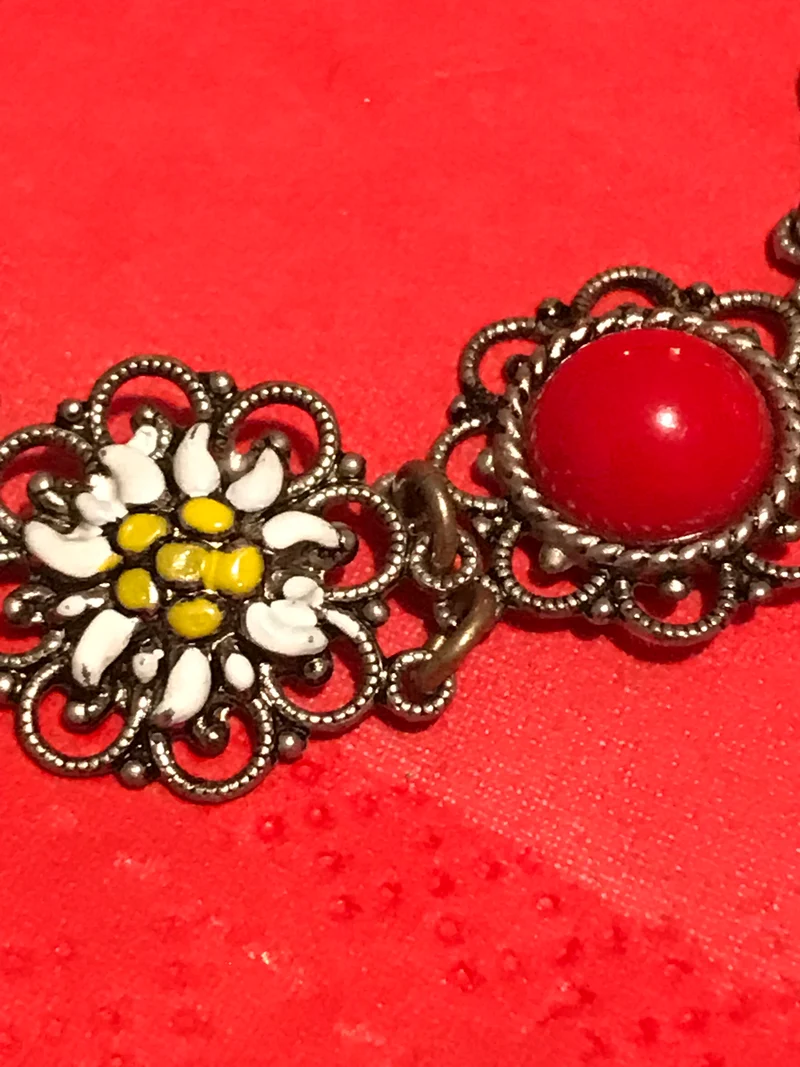 Trachtenarmband Damen – rot weiß silber