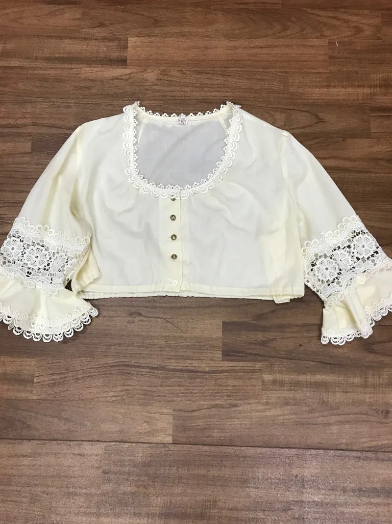 Vintage Dirndlbluse beige - 1970er Jahre, Gr.48